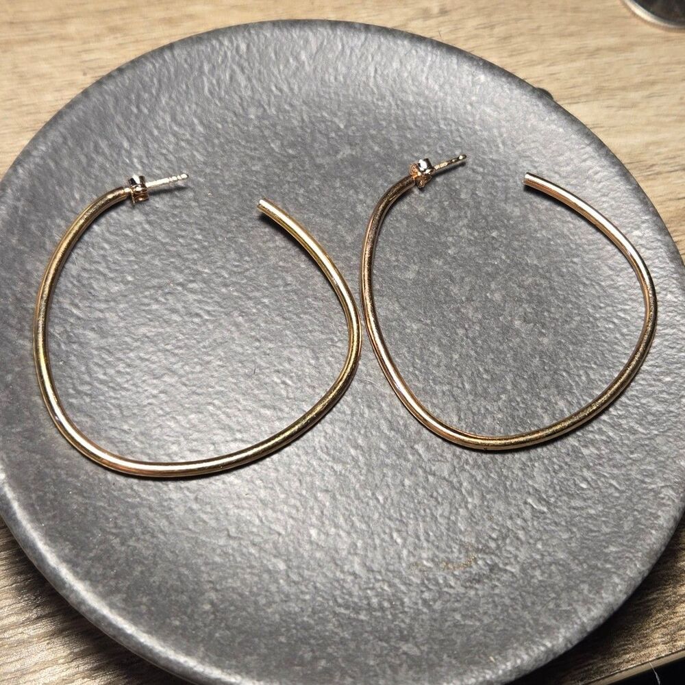 Large LIRM Italy Gold Hoop Sterling Silver Earrings